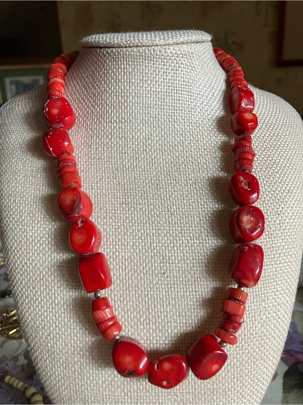 BARSE 925CHUNKY RED CORAL NECKLACE